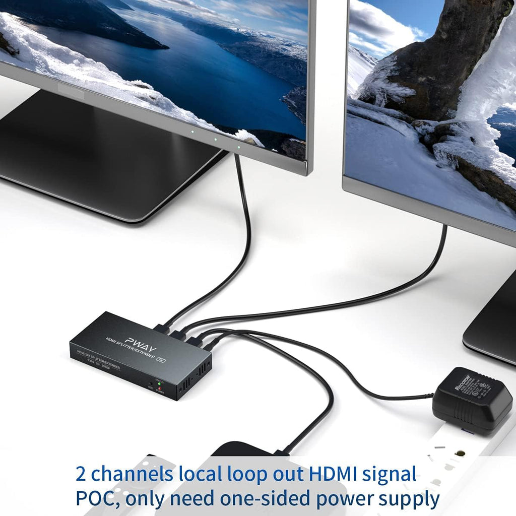 HDMI Extender Splitter 1x2 4K 30Hz Over Ethernet Cable 70m R154