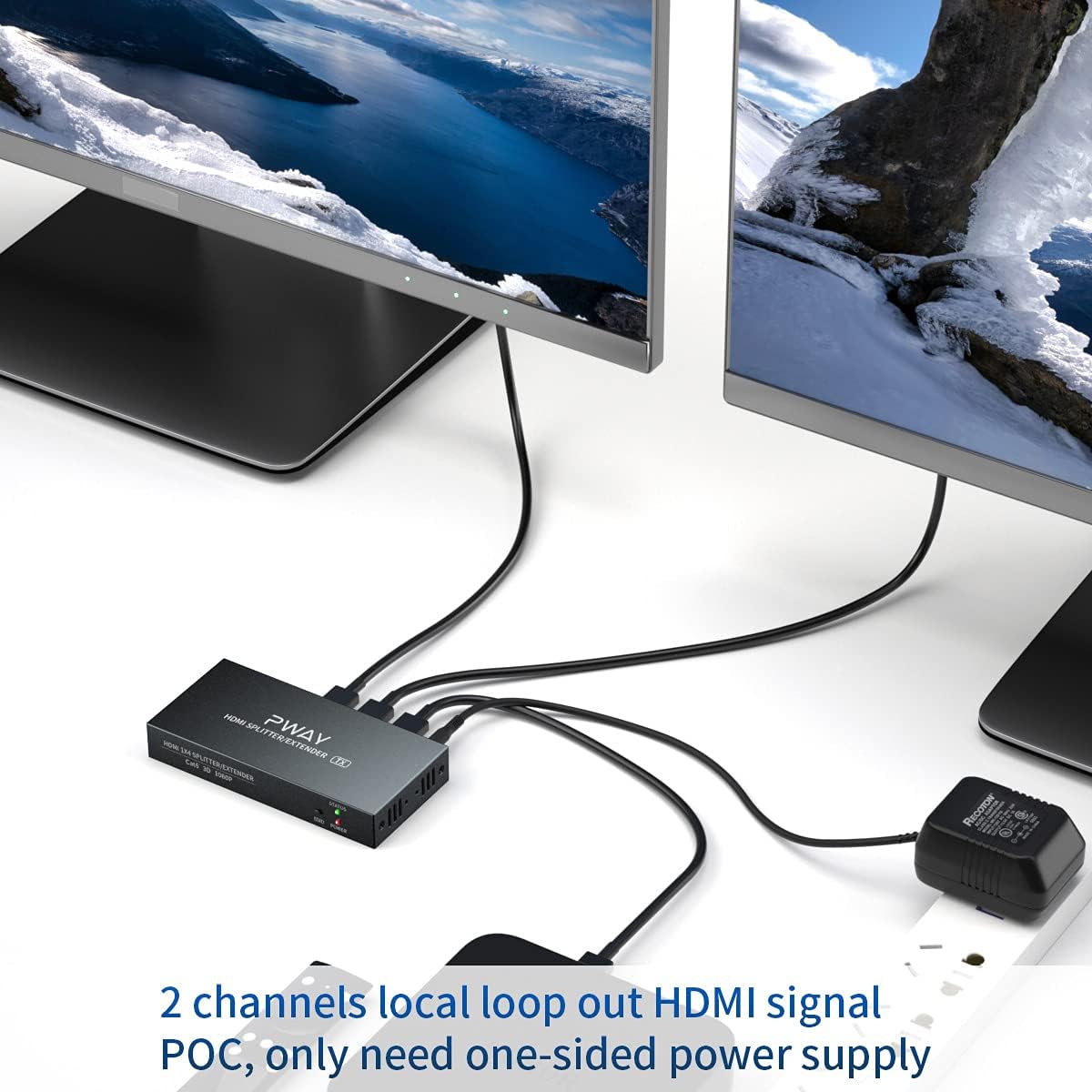 HDMI Extender Splitter 1x2 4K 30Hz Over Ethernet Cable 70m R154