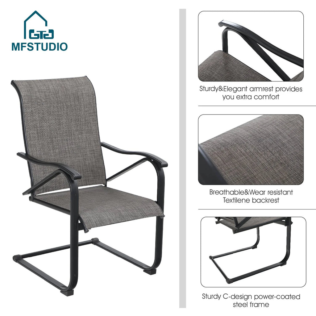 7 Pieces Outdoor Patio Dining Set with 6 Chairs and Dining Table, Gray J1414