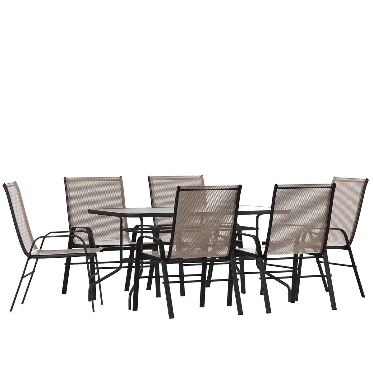 7 Piece Outdoor Patio Dining Set with Umbrella Hole V4044