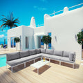 White Gray 8 Piece Outdoor Aluminum Sectional Sofa Set P14186