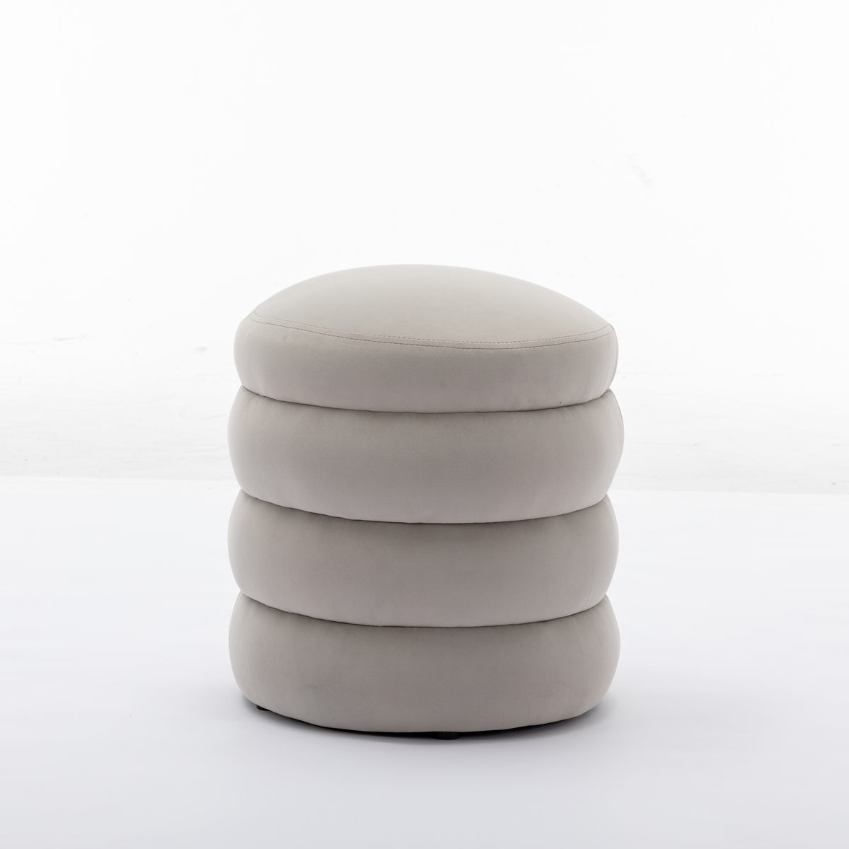 Gray Velvet Tufted Ottoman P96318