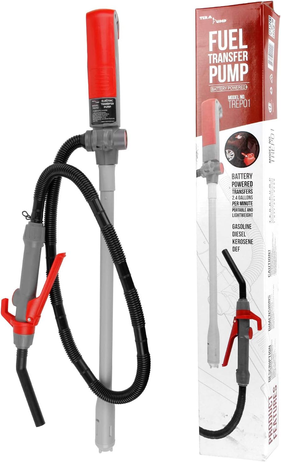 Multi-Purpose Battery Powered Fuel Liquid Transfer Pump, 10ft Hose, 9 liters per min, Pack of 2 N119