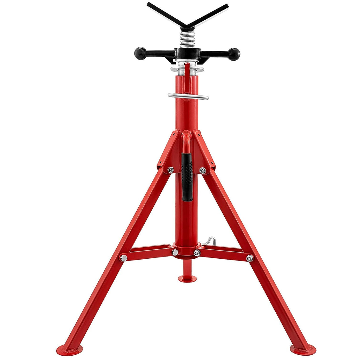 V Head Pipe Stand, Adjustable Height 24-42, 2500 lb. Load Capacity, Carbon Steel Y6498