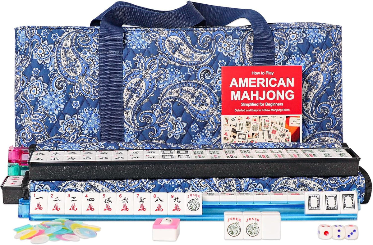 166 White Tiles Mahjong Set with Soft Bag and 4 Racks P37527