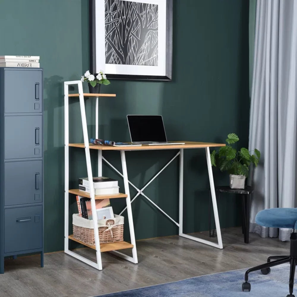 40'' Oak Computer Desk with Open Shelves I30325