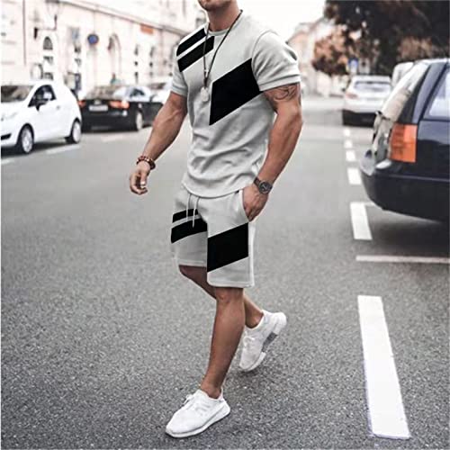Mens Short Sets 2 Piece Outfits Summer Tracksuits Short Sleeve Tshirts and Shorts O973849