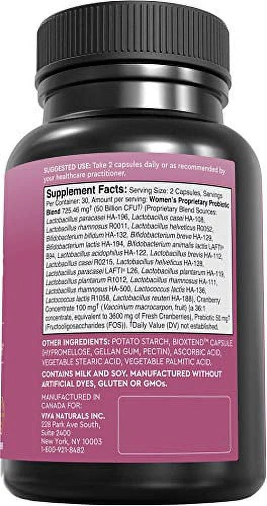 50 Billion CFU 20 Strains Probiotic Supplement with Prebiotic and Cranberry, 60 Capsules A4301