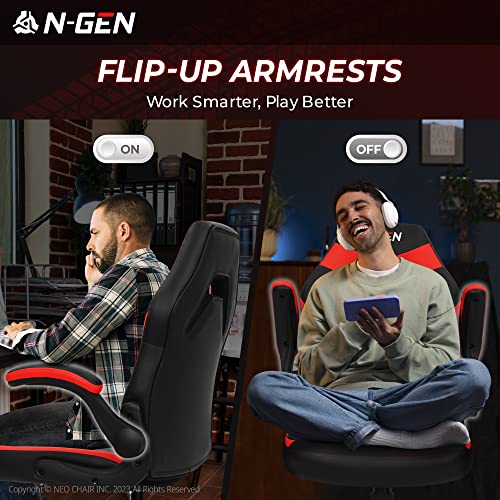 Black Ergonomic PU Leather Gaming Chair with Lumbar Support A70054