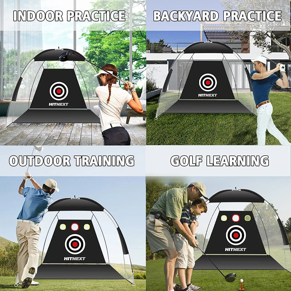 Golf Practice Net with Turf and Target Pockets U43969