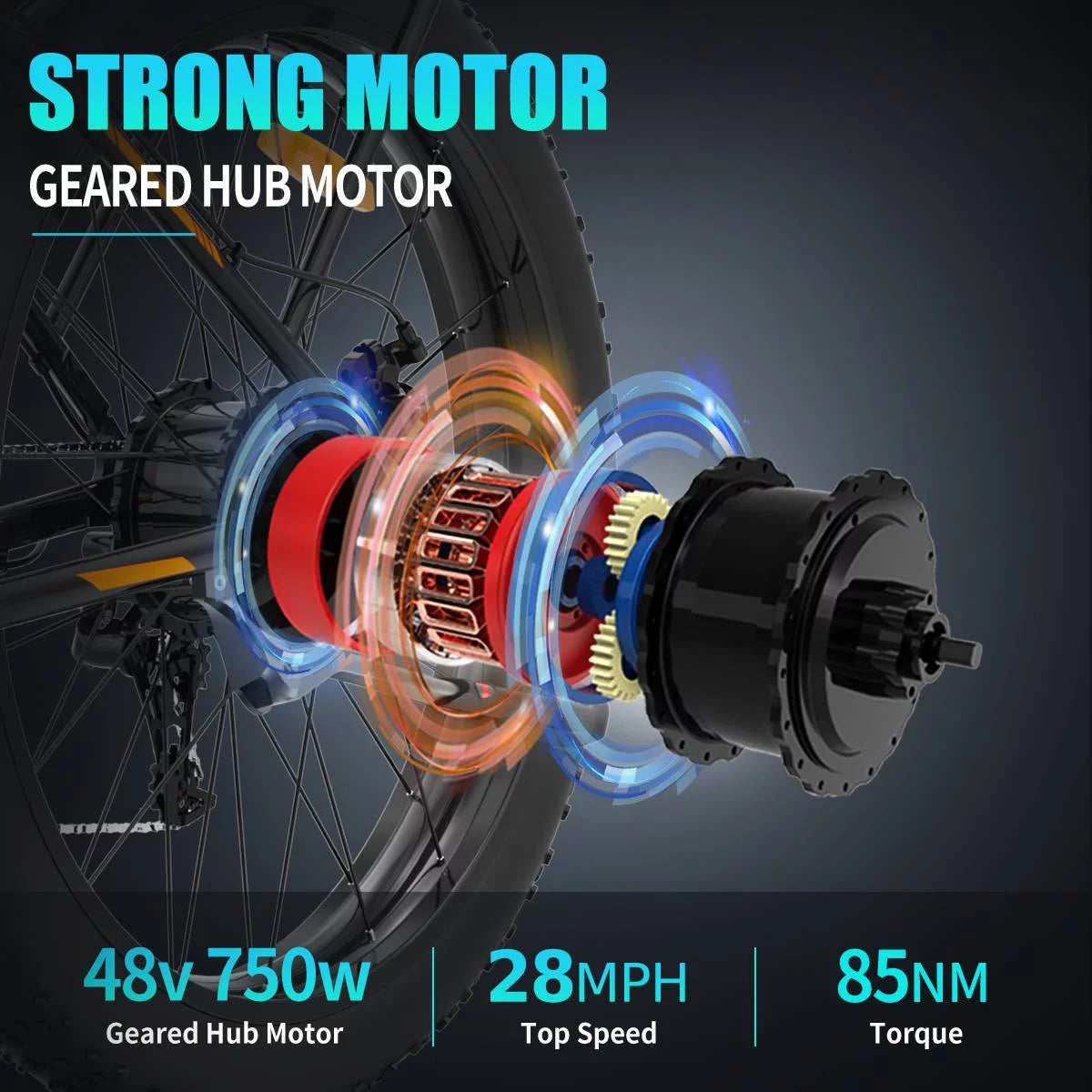 750W 48V 15Ah Fat Tire Electric Mountain Bike V451