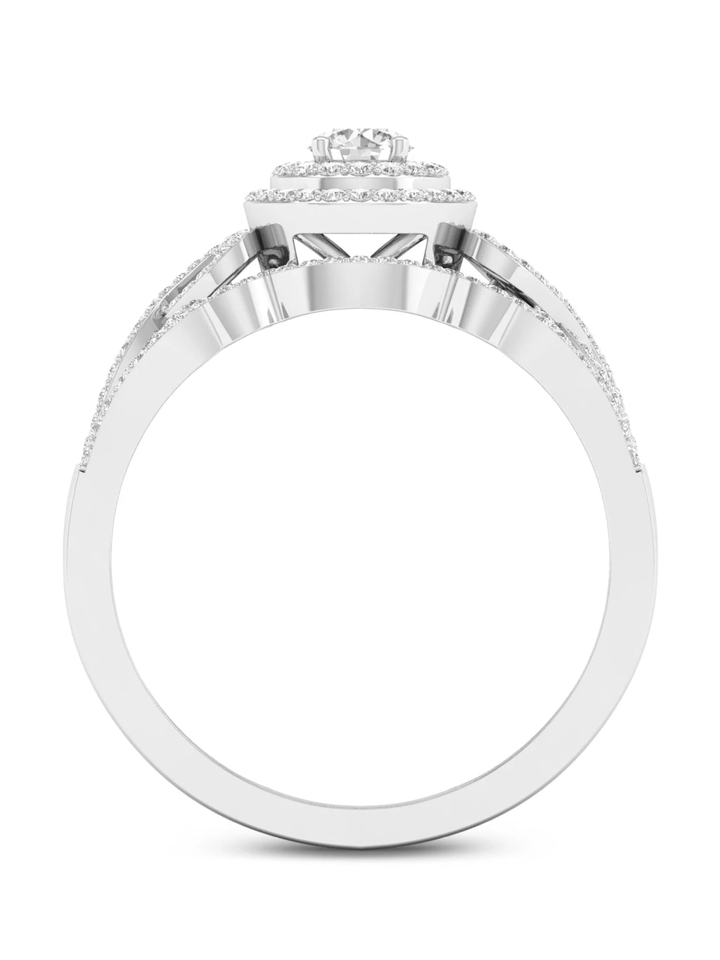 1/2Ct TDW Diamond 10k White Gold Double Halo Bridal Set Z4178