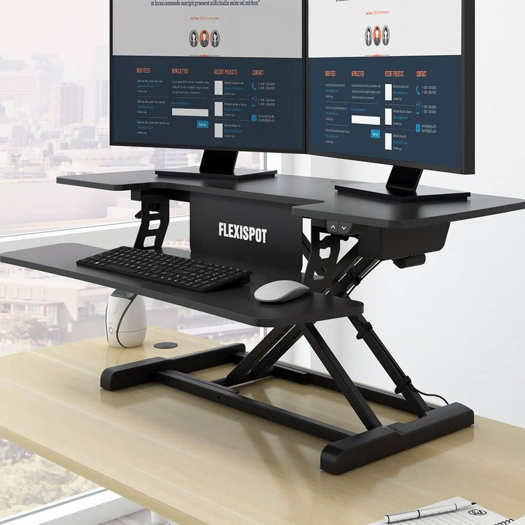 Electric Standing Desk Converter with Quick Release Keyboard Tray N82144