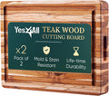 Set of 2 Teak Wood Cutting Board with Juice Groove and Handles - 17 inches + 20 inches X1110