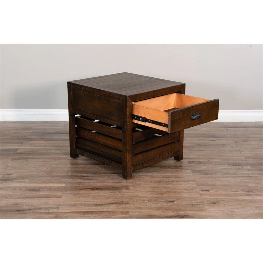 24" Mahogany Wood End Table Set of 2 D58609