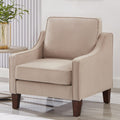 Taupe Velvet Accent Chair with Wooden Legs W758452
