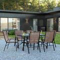 7 Piece Outdoor Patio Dining Set with Umbrella Hole V4044