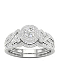 1/2Ct TDW Diamond 10k White Gold Double Halo Bridal Set Z4178