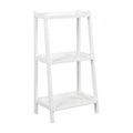 Solid Wood Ladder Bookcase White 3 Shelves W441202