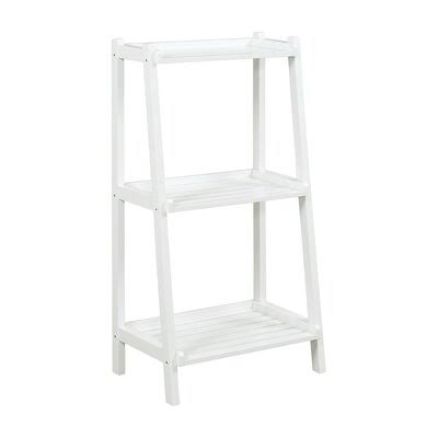 Solid Wood Ladder Bookcase White 3 Shelves W441202