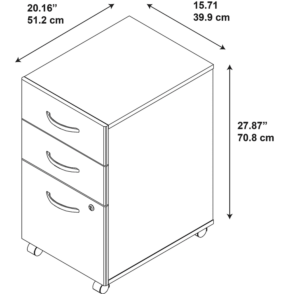 3 Drawer Mobile Pedestal in Hansen Cherry R765