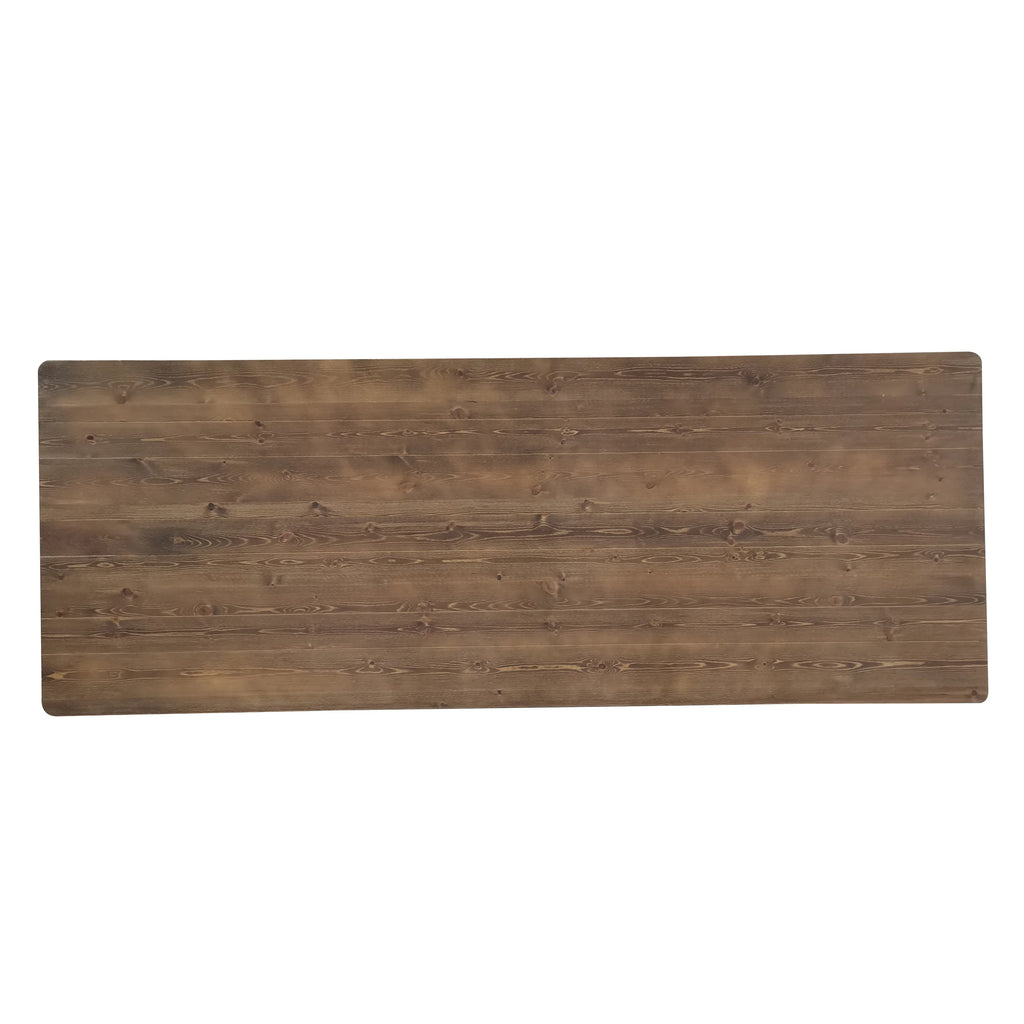 Rectangular Solid Pine Folding Farm Table with Crisscross Legs D28600