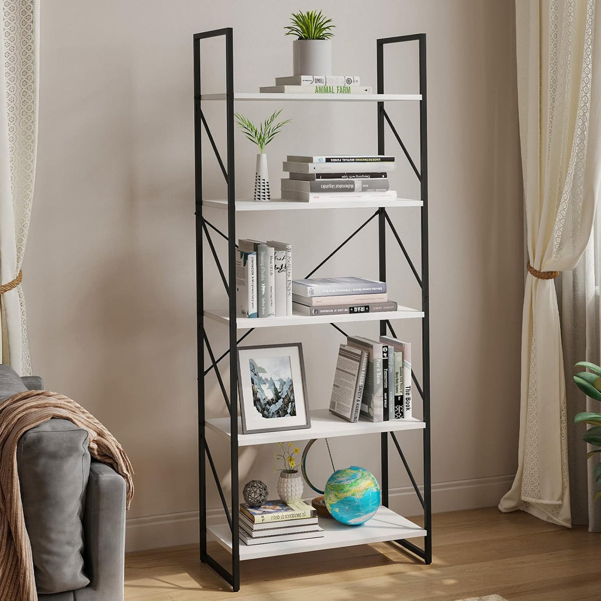 5 Tiers Black Bookshelf X4264