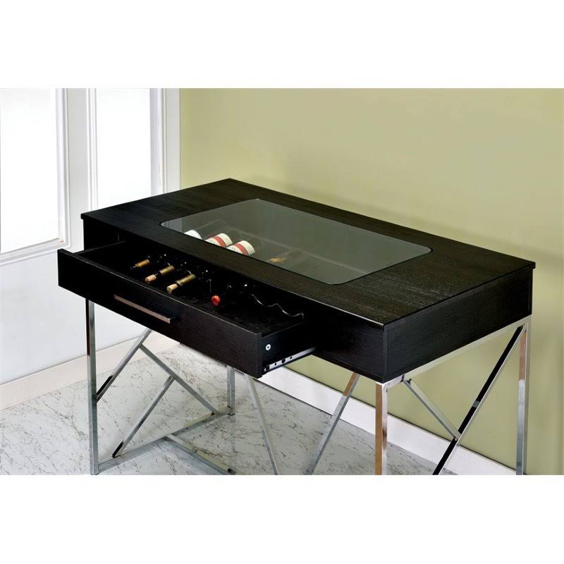 Counter Height Table in Chrome and Black E936