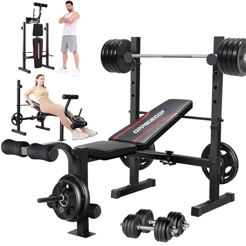 8 in 1 Adjustable Weight Bench with Squat Rack Leg Extension & Leg Curl Foldable Workout Bench Y4770