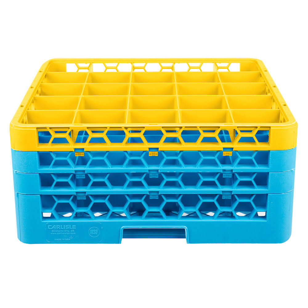 25 Compartment Yellow Glass Rack with 3 Extenders I44372