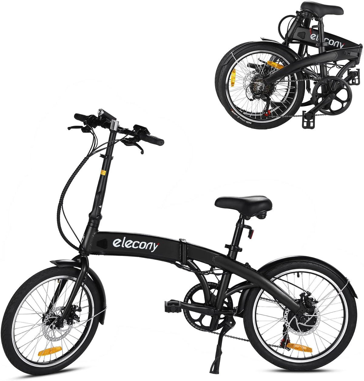 Folding Electric Bicycle 20'' Fat Tire 350W 36V/12.5AH Battery 7 Speeds Grey/White E388