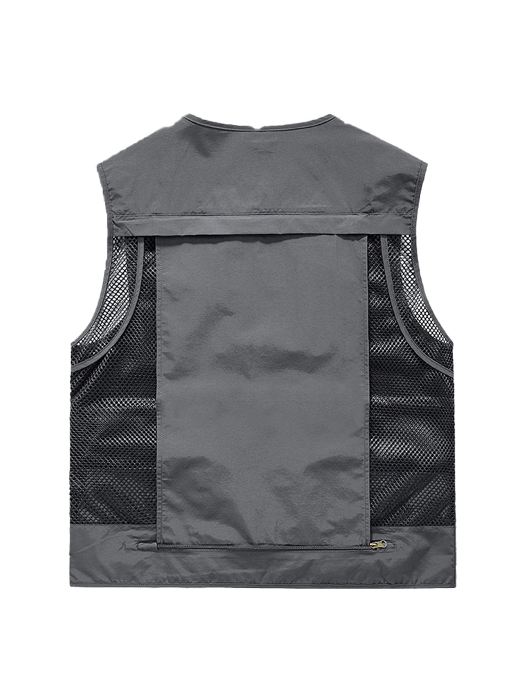 Grey Sleeveless Multi Pockets Fishing Travel Vest W2756