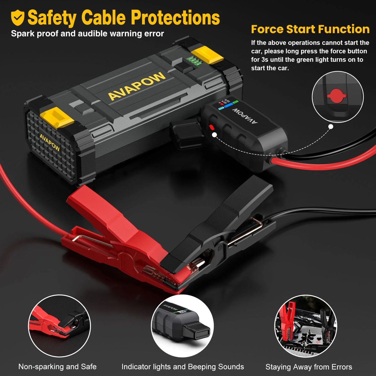 4000A Peak 12V Portable Car Jump Starter with LED Light H791