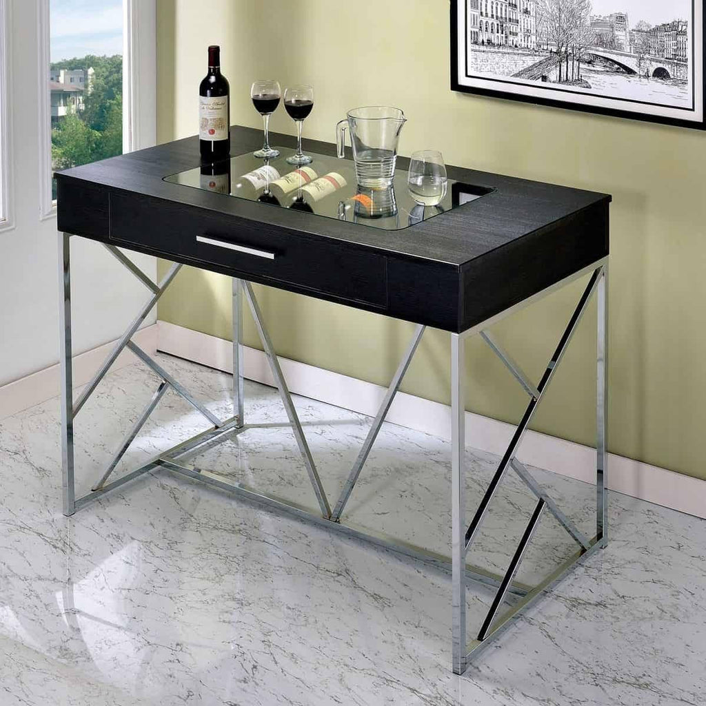 Counter Height Table in Chrome and Black E936