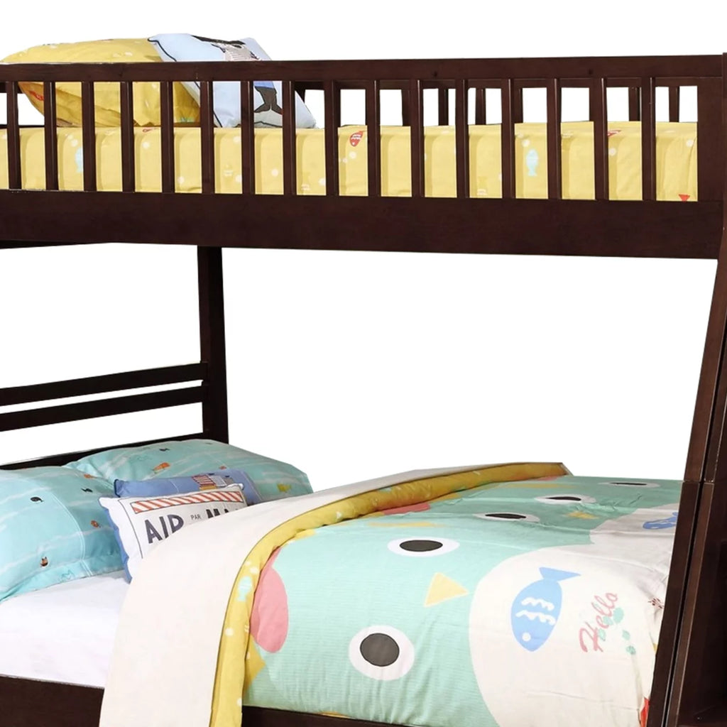 2 Drawer Wooden Twin Over Full Bunk Bed with Storage Staircase X62130