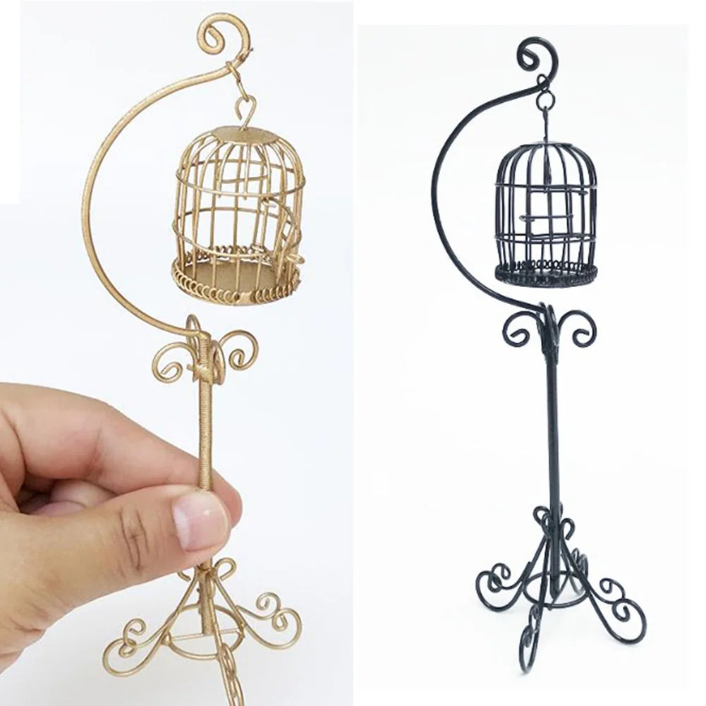 Miniature Metal Bird Cage Dollhouse Decoration C708142