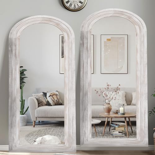 Arched Full Length Mirror with Solid Wood Frame Y914