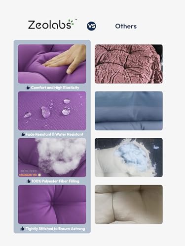 Purple Water Resistant Tufted High Back Chair Cushion with Ties Z16356