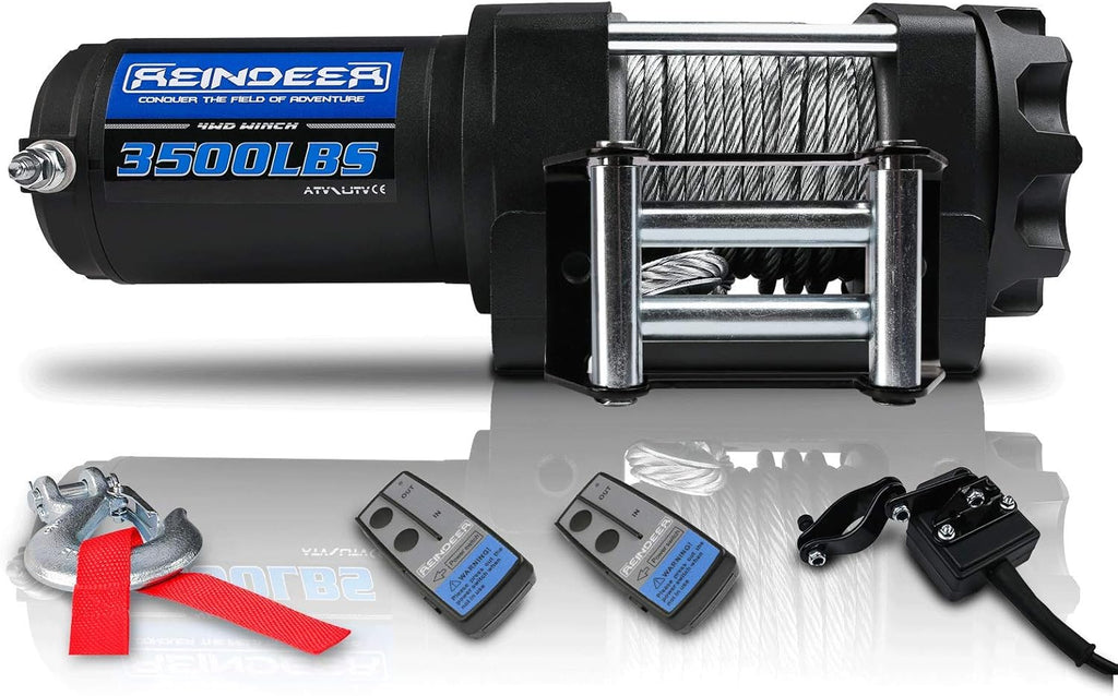 12V Electric Winch Kit with Wireless Remotes (3000LBS, Synthetic Rope) Q145100