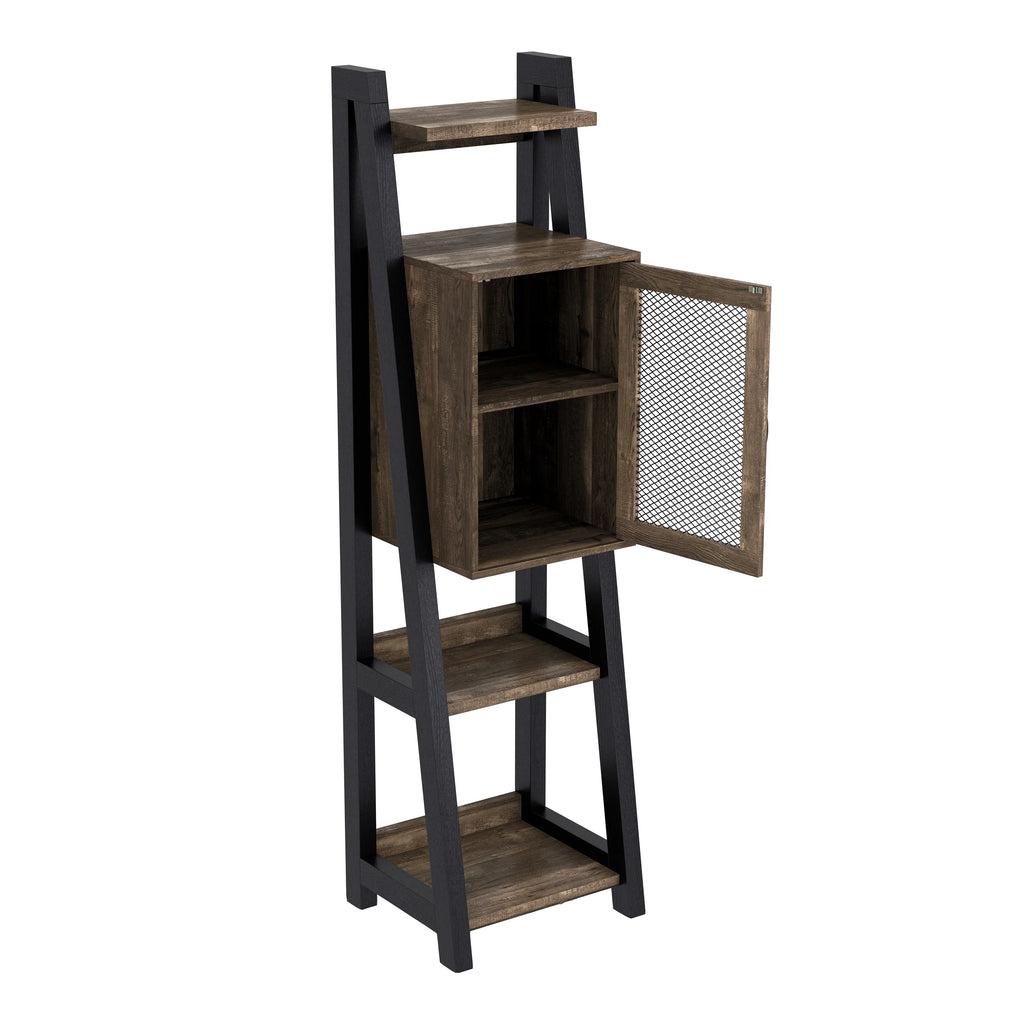 Reclaimed Oak Wood Tower Cabinet with Adjustable Shelf H393