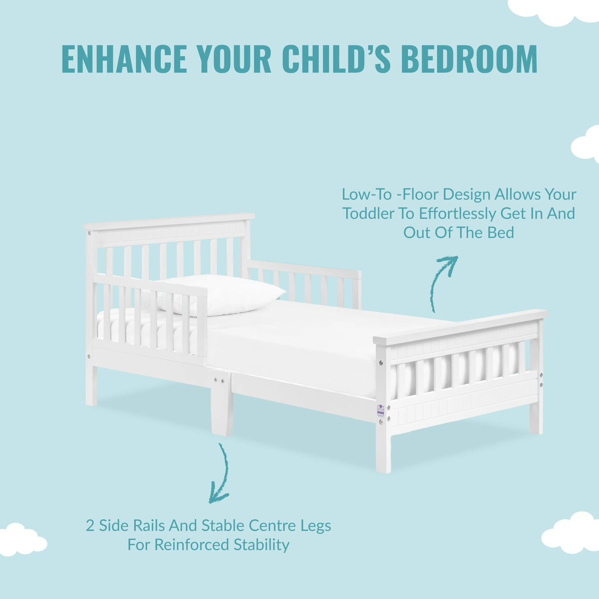 White Toddler Bed made with Sustainable New Zealand Pinewood C412099