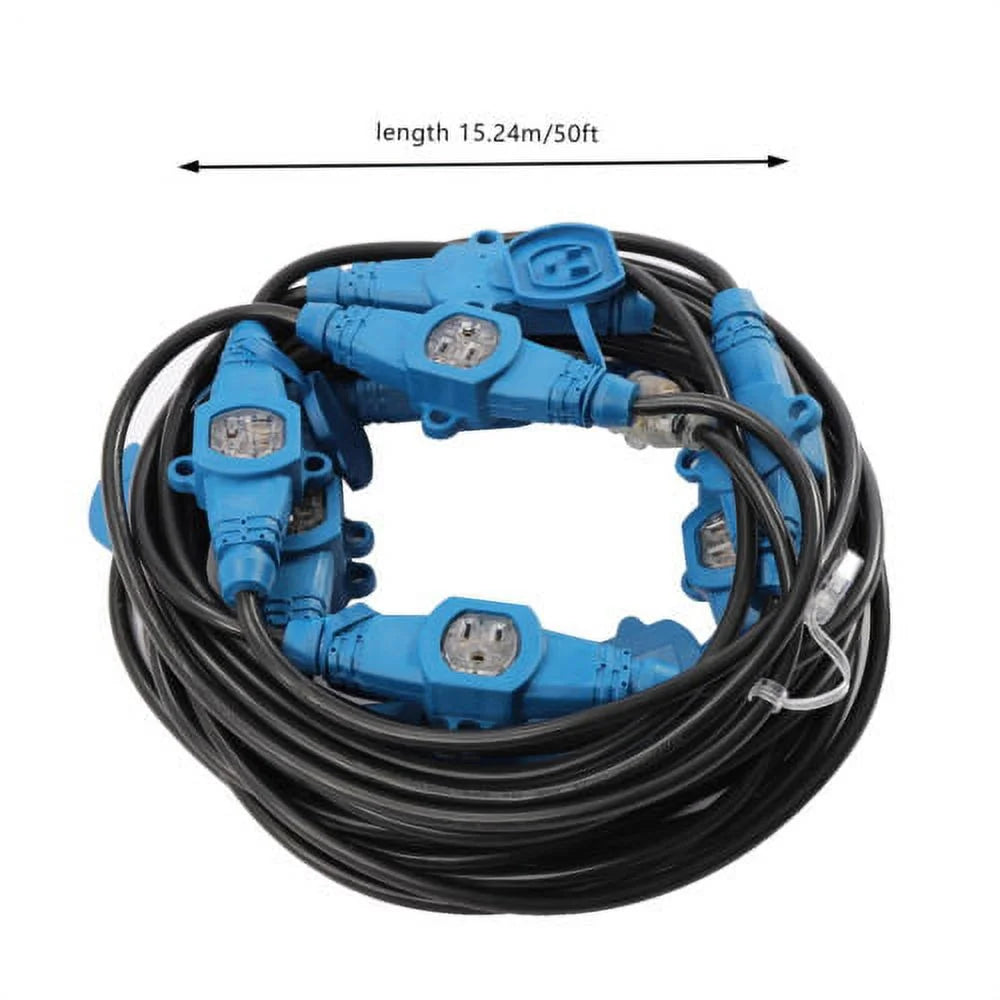 65FT 12awg 13 Plugs 15A 125V Power Extension Cord Splitter T94297