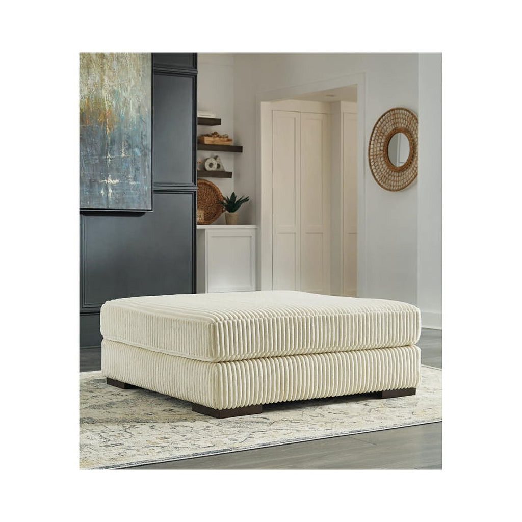 Oversized Fabric Accent Ottoman in Ivory X423959