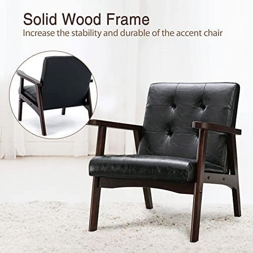 Orange Faux Leather Accent Chair with Solid Wood Frame Y65663