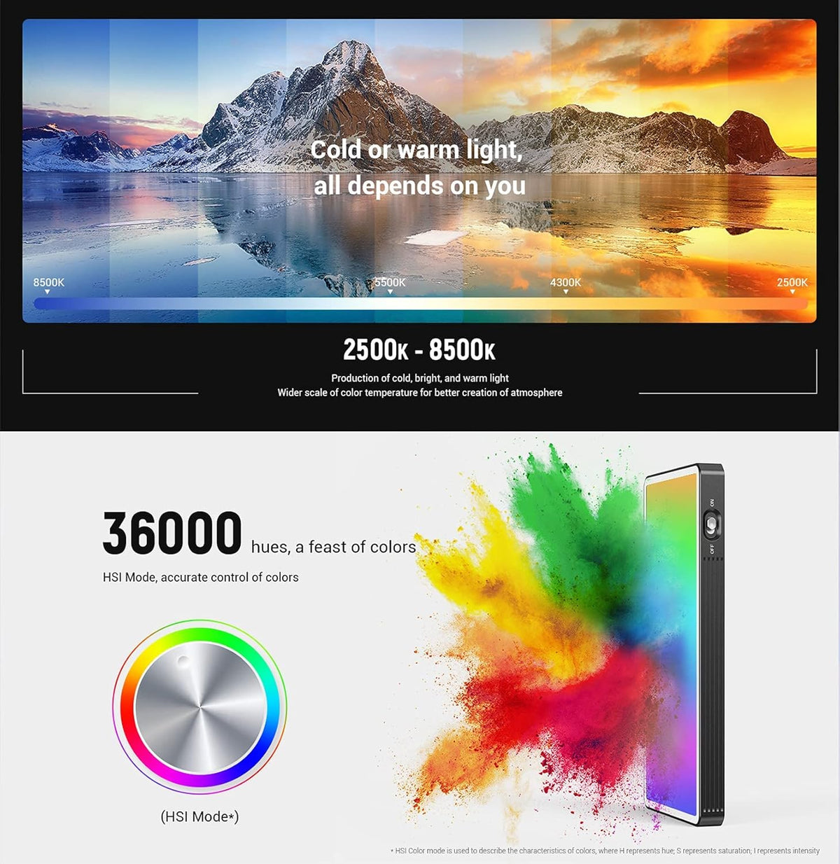 RGBWW Video Light with 3800mAh Battery, CRI 95+, Aluminum Body L232972