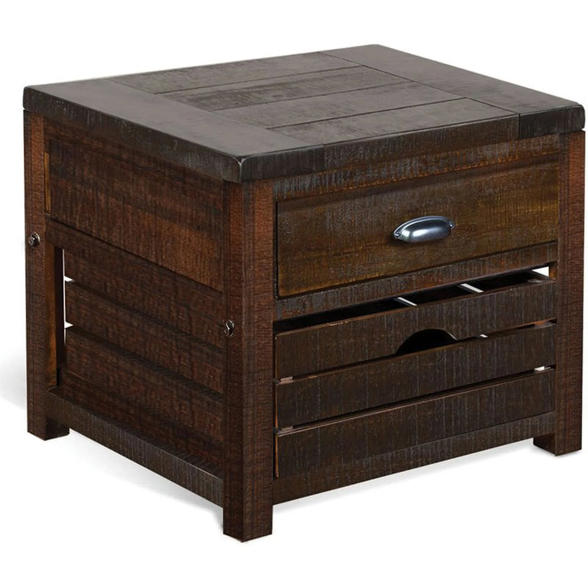 24" Mahogany Wood End Table Set of 2 D58609