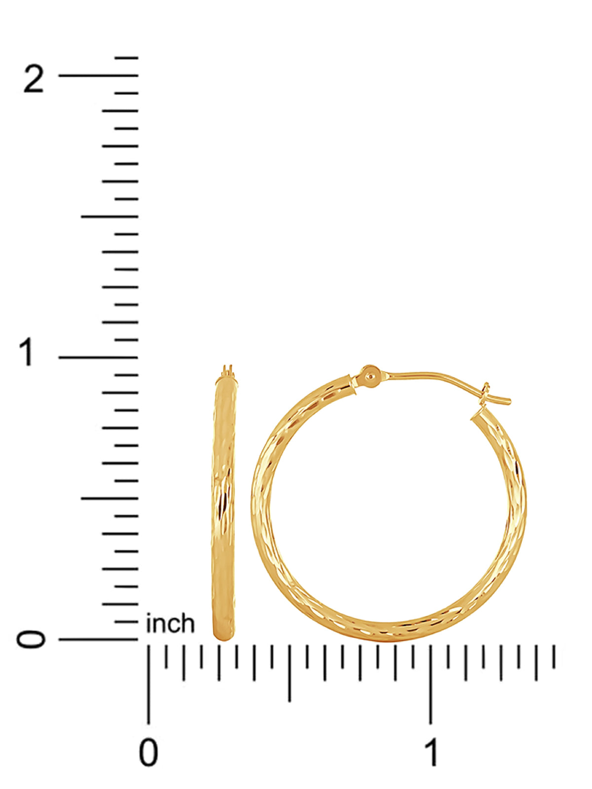 14K Yellow Gold Diamond Cut Tube Hoop Earrings Z66714