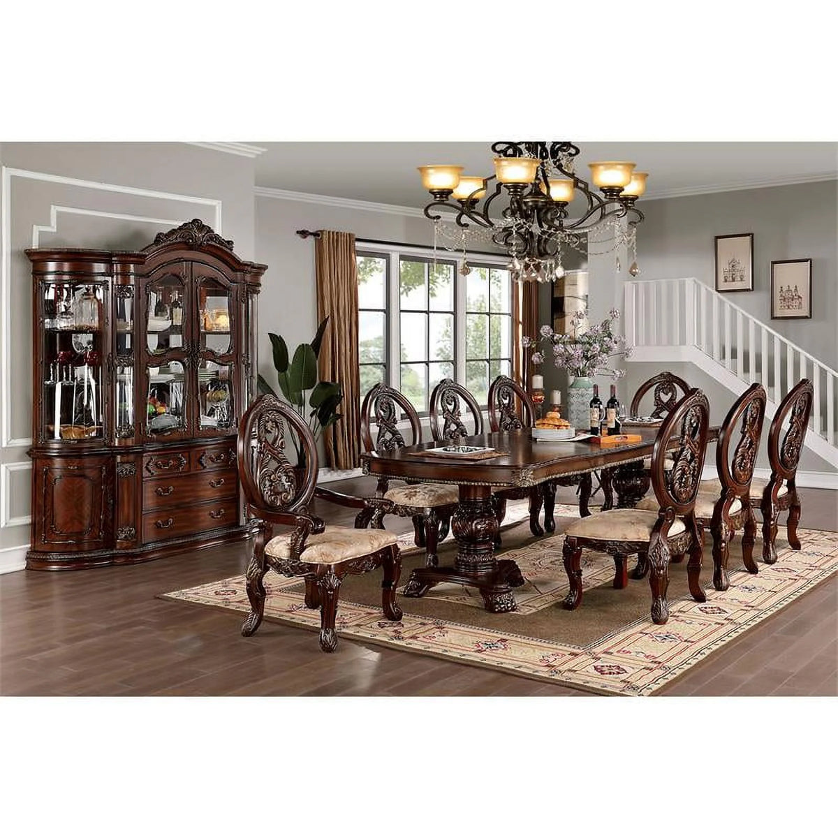 Cherry Wood Expandable Dining Table E136964