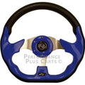 Blue Golf Cart Steering Wheel with Chrome Adapter Hub C15352