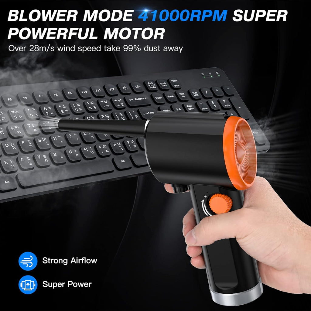 Cordless Air Blower Replaces Compressed Gas Cans, 41000 RPM, 6000mAh Rechargeable Battery S24295
